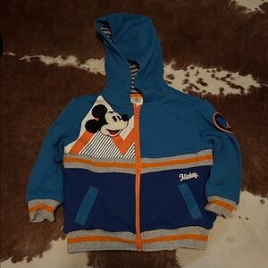 Disney Mickey Mouse Boys Toddler Embroidered Zip Hoodie Sweatshirt Blue 3T